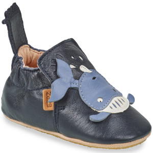 Chaussons bébé en cuir My Blublu "Baleineau Marine" Easy Peasy