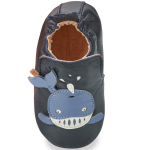 Chaussons bébé en cuir My Blublu "Baleineau Marine" Easy Peasy