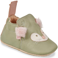Chaussons bébé en cuir My Blublu "Souricette Vert Amande"