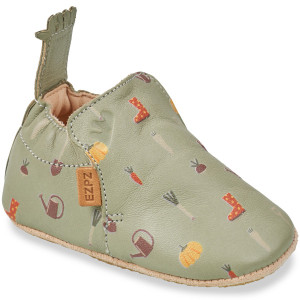 Chaussons bébé en cuir My Blublu "Potager Vert Amande" Easy Peasy