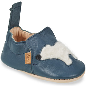 Chaussons bébé en cuir My Blumoo "Ourson Denim" Easy Peasy