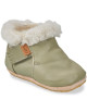 Chaussons bébé en cuir fourrés en peau de mouton lainée My Foublu "Vert Amande"