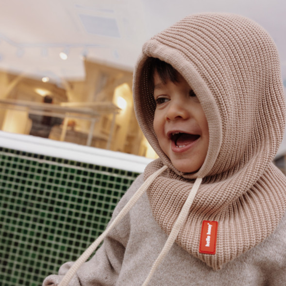 Cagoule bébé en coton bio Hoody "Latte" (9/18 mois)