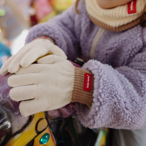 Gants enfant en coton bio Handy "Creamy" (4/6 ans)