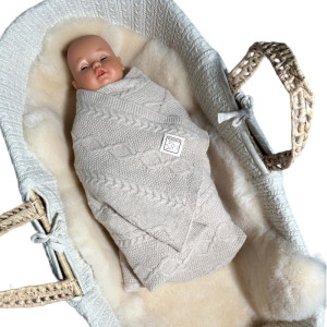 Couverture bébé en laine Merino Premium "Crème" (80x100 cm) Kaiser