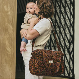 Sac à langer Middle en double gaze de coton Capsule "Leopard Noir" BEbel