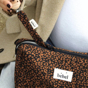 Attache tétine en double gaze de coton Capsule "Léopard Noir" Bebel