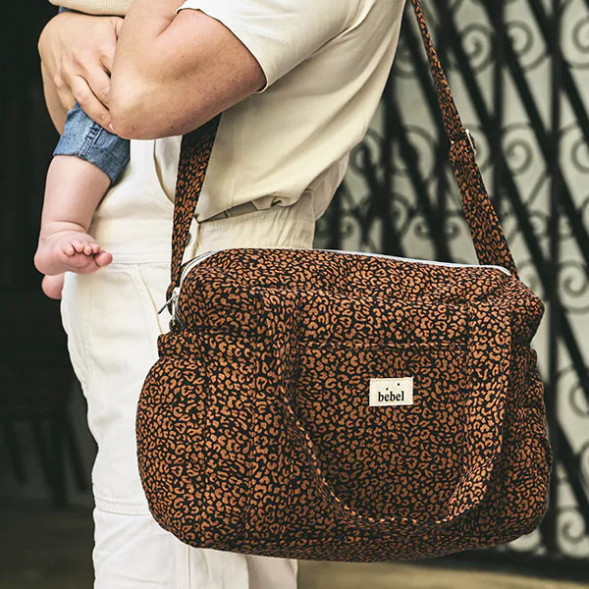 Sac à langer Middle en gaze de coton Capsule "Leopard Noir"