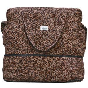 Sac à langer 24/48H en double gaze de coton Capsule "Leopard Noir" Bebel