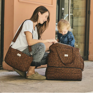 Sac à langer 24/48H en double gaze de coton Capsule "Leopard Noir" Bebel