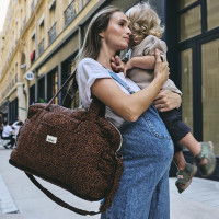 Sac à langer 24/48H en gaze de coton Capsule "Leopard Noir"
