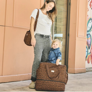 Sac à langer 24/48H en double gaze de coton Capsule "Leopard Noir" Bebel