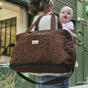 Sac à langer 24/48H en double gaze de coton Capsule "Leopard Noir" Bebel