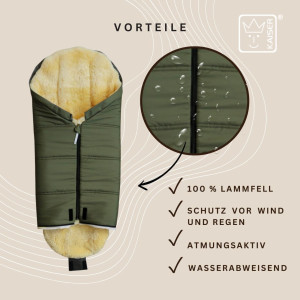Chancelière universelle en peau d'agneau Iglu 2.0 "Salbei Green" Kaiser
