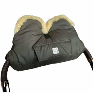 Chauffe-mains pour poussette en peau d'agneau Big "Kaki" Kaiser