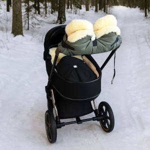 Chauffe-mains pour poussette en peau d'agneau Big "Kaki" Kaiser