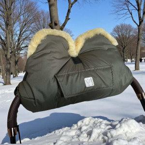 Chauffe-mains pour poussette en peau d'agneau Big "Kaki" Kaiser