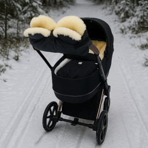 Chauffe-mains pour poussette en peau de mouton Big "Noir" Kaiser