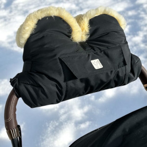Chauffe-mains pour poussette en peau de mouton Big "Noir" Kaiser
