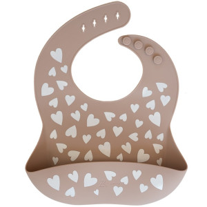Bavoir à poche en silicone "Love Taupe" (6-36 mois) Zakuw