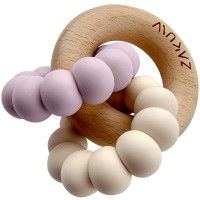 Anneaux de dentition en perles de bois et silicone Sedna "Lilas"