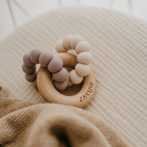 Anneaux de dentition en perles de bois et silicone Sedna "Lilas" Zakuw