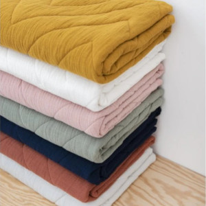 Couverture bébé hiver en coton bio et polaire "Bliss Petrol" (75 x 100 cm)