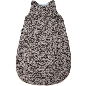 Turbulette Bebel hiver en double gaze de coton matelassée Capsule "Léopard Beige" (0-6 mois)