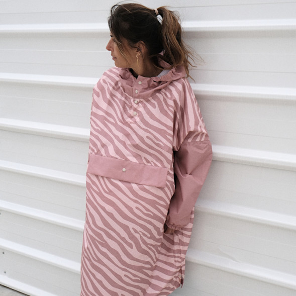 Poncho de pluie Long "Zebra Rose" (adulte)