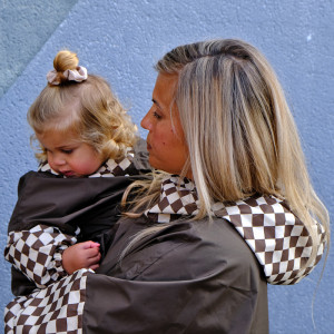 Poncho de pluie Long "Damier Kaki" (adulte) Poule Party