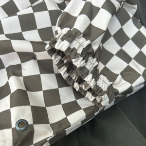 Poncho de pluie Long "Damier Kaki" (adulte) Poule Party