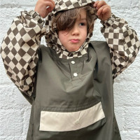 Poncho de pluie Long "Damier Kaki" (enfant)