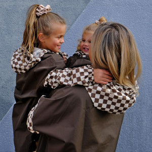 Poncho de pluie Long "Damier Kaki" (enfant) Poule Party
