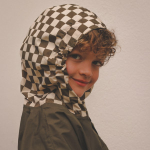 Poncho de pluie Long "Damier Kaki" (enfant) Poule Party
