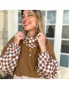 Poncho de pluie Long "Damier Marron" (adulte) Poule Party