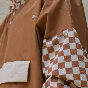 Poncho de pluie Long "Damier Marron" (adulte) Poule Party