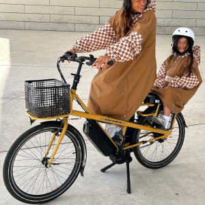 Poncho de pluie Long "Damier Marron" (enfant) Poule Party