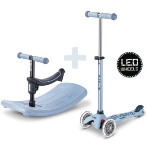 Trottinette 3 roues Mini Micro Deluxe avec roues LED Rock & Go "Bleu Ardoise" (1-6 ans)