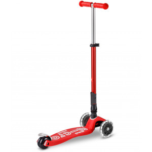 Trottinette 3 roues Maxi Micro Deluxe Pliable avec roues LED "Rouge" (5-12 ans)