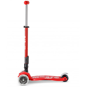Trottinette 3 roues Maxi Micro Deluxe Pliable avec roues LED "Rouge" (5-12 ans)