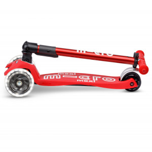 Trottinette 3 roues Maxi Micro Deluxe Pliable avec roues LED "Rouge" (5-12 ans)