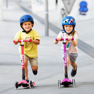Trottinette 3 roues Maxi Micro Deluxe Pliable avec roues LED "Rouge" (5-12 ans)