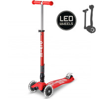 Trottinette 3 roues Maxi Micro Deluxe Pliable avec roues LED "Rouge" (5-12 ans)