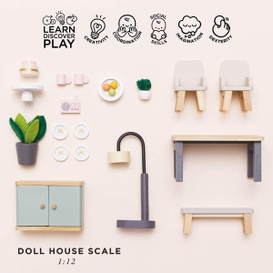 Set de meubles "La Salle à Manger" pour Maison de Poupée (18 pièces)