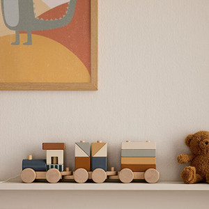 Train en bois à tirer avec blocs "Bleu" (1-3 ans) Kids Concept