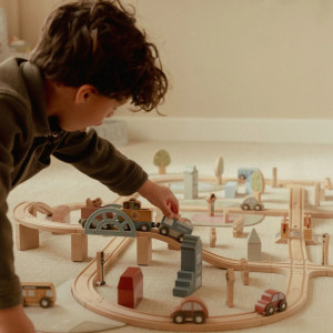 Circuit de train en bois XXL (3 ans et +) Litle Dutch