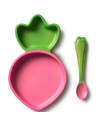 Ensemble Assiette & Cuillère bébé en bois d'hevea "Ramona Le Radis" Oli & Carol