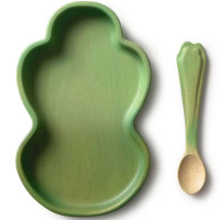 Set Assiette & Cuillère en bois d'hevea "Kendall the Kale"