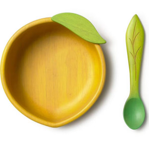 Set Bol & Cuillère bébé en bois d'hévea "Lou Le Citron" Oli & Carol