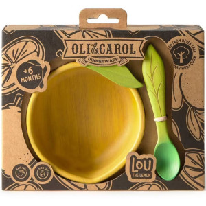 Set Bol & Cuillère bébé en bois d'hévea "Lou Le Citron" Oli & Carol